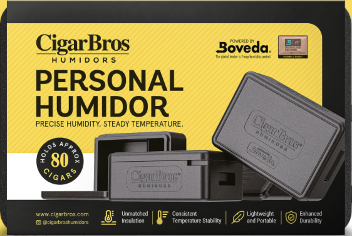 CigarBros personal humidor powered by Boveda, 2-way humidity control